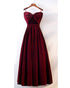 Burgundy Satin Prom Dresses with Spaghetti Straps Long Prom Homecoming Gowns with Big Bow